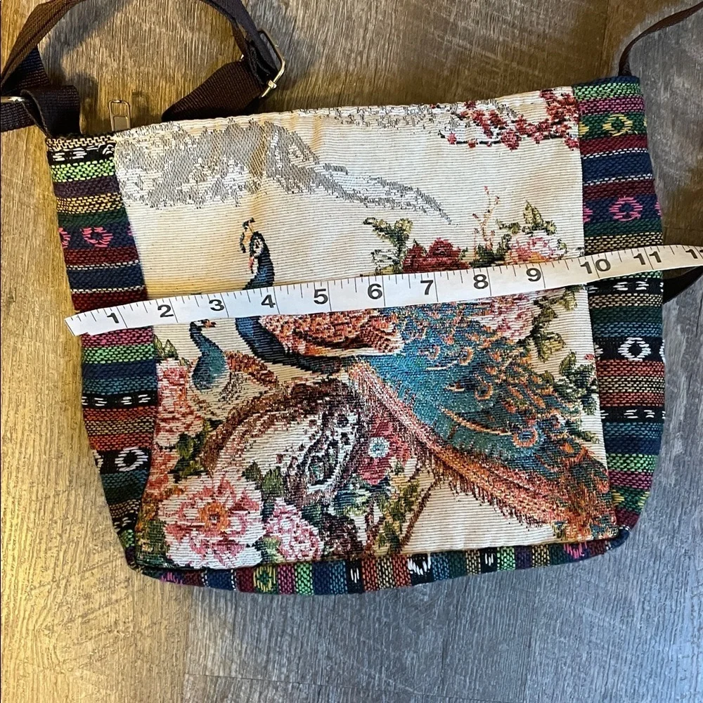 Peacock Embroidered Tapestry Crossbody Purse Bag